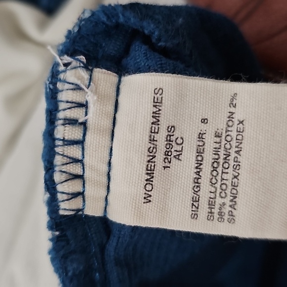 Woolrich Blue Teal Jeans Corduroy Pants Zip Slash Pockets Stretch Cotton  Size 8 - Picture 5 of 10